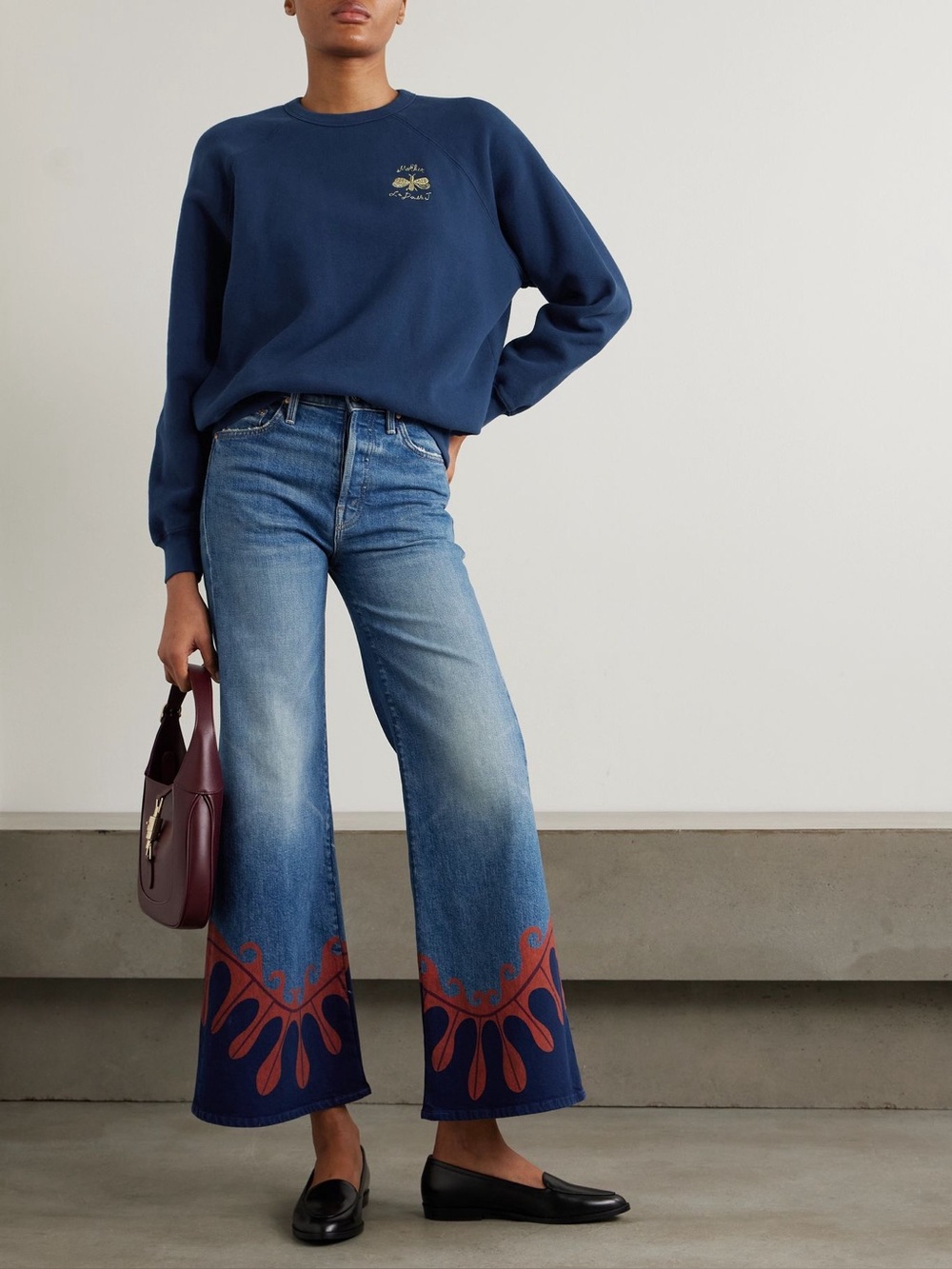 MOTHER x La Double J The Tomcat Roller Printed High Rise Flared Jeans